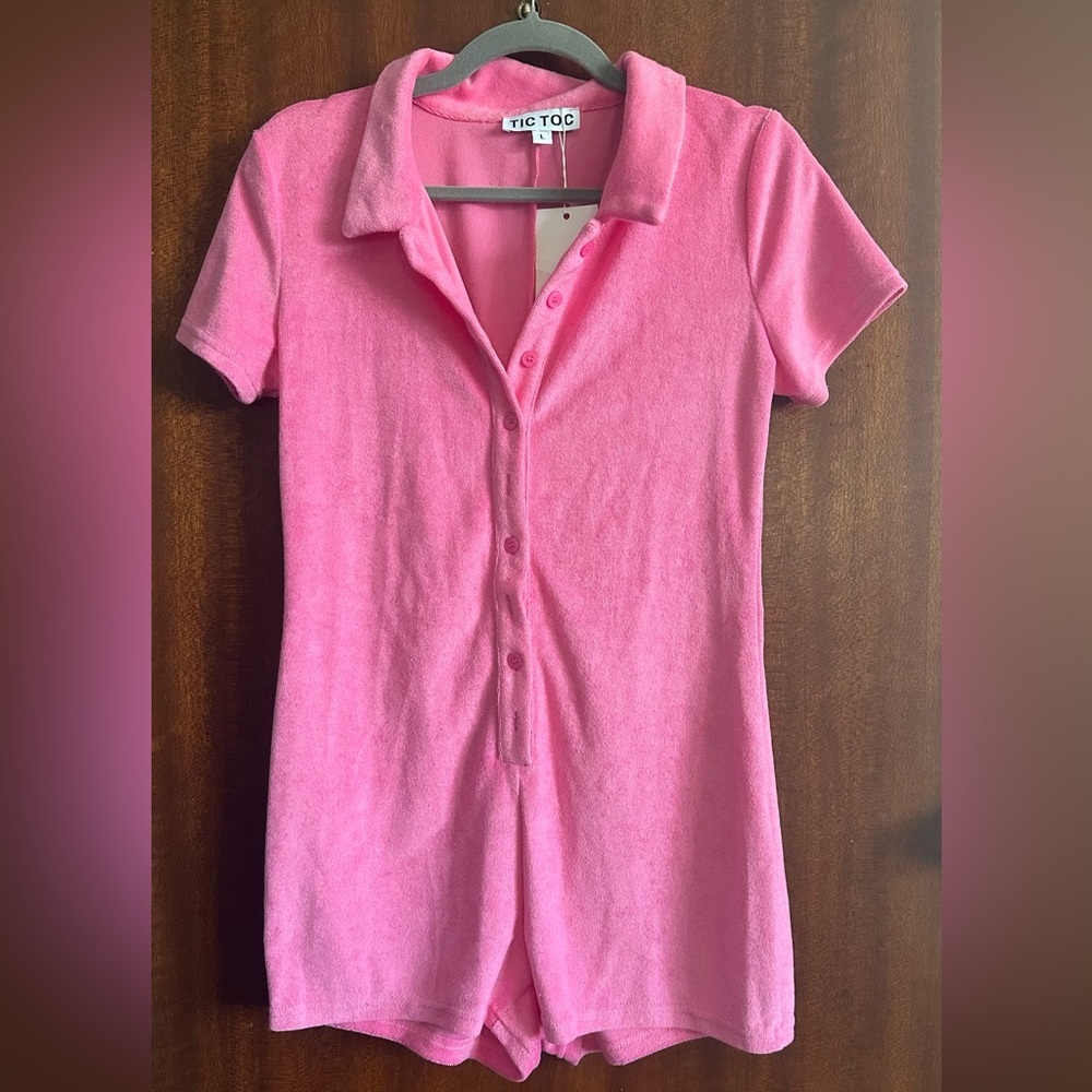 Pink Button-Up Romper